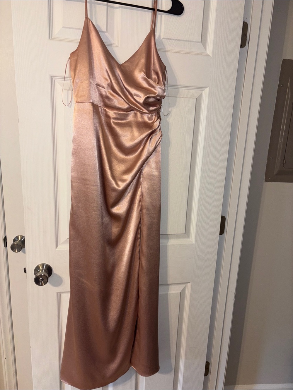 Birdy Grey Rose Gold Satin Maxi Dress